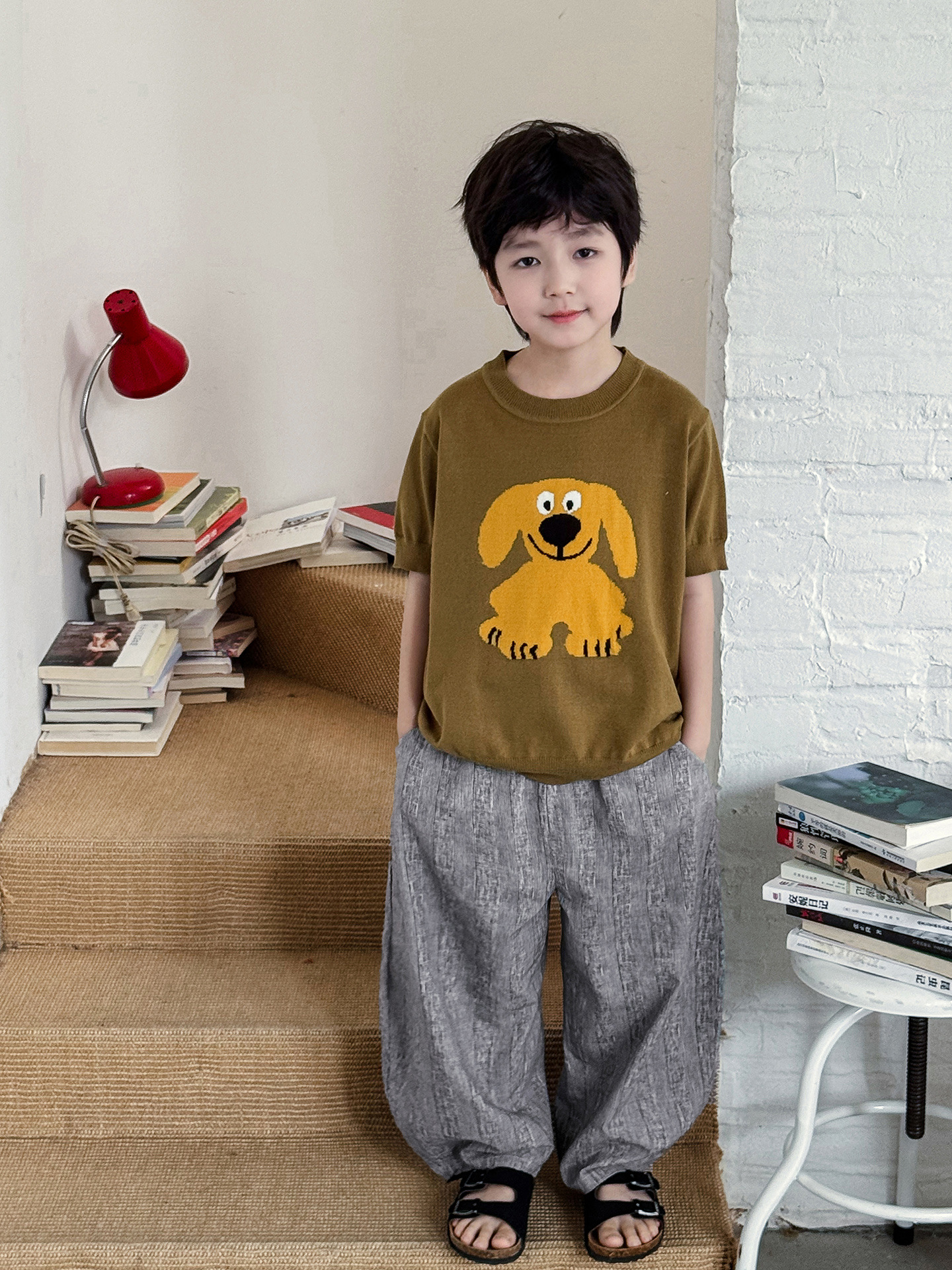 O1CN01S8Ppk11P8A3ygvaRd_3646241795-0-cib.jpg 【90-150】半袖Tシャツ 男の子 アニマルデザイン クルーネック ニット風 カジュアル トップス - 画像 (1)