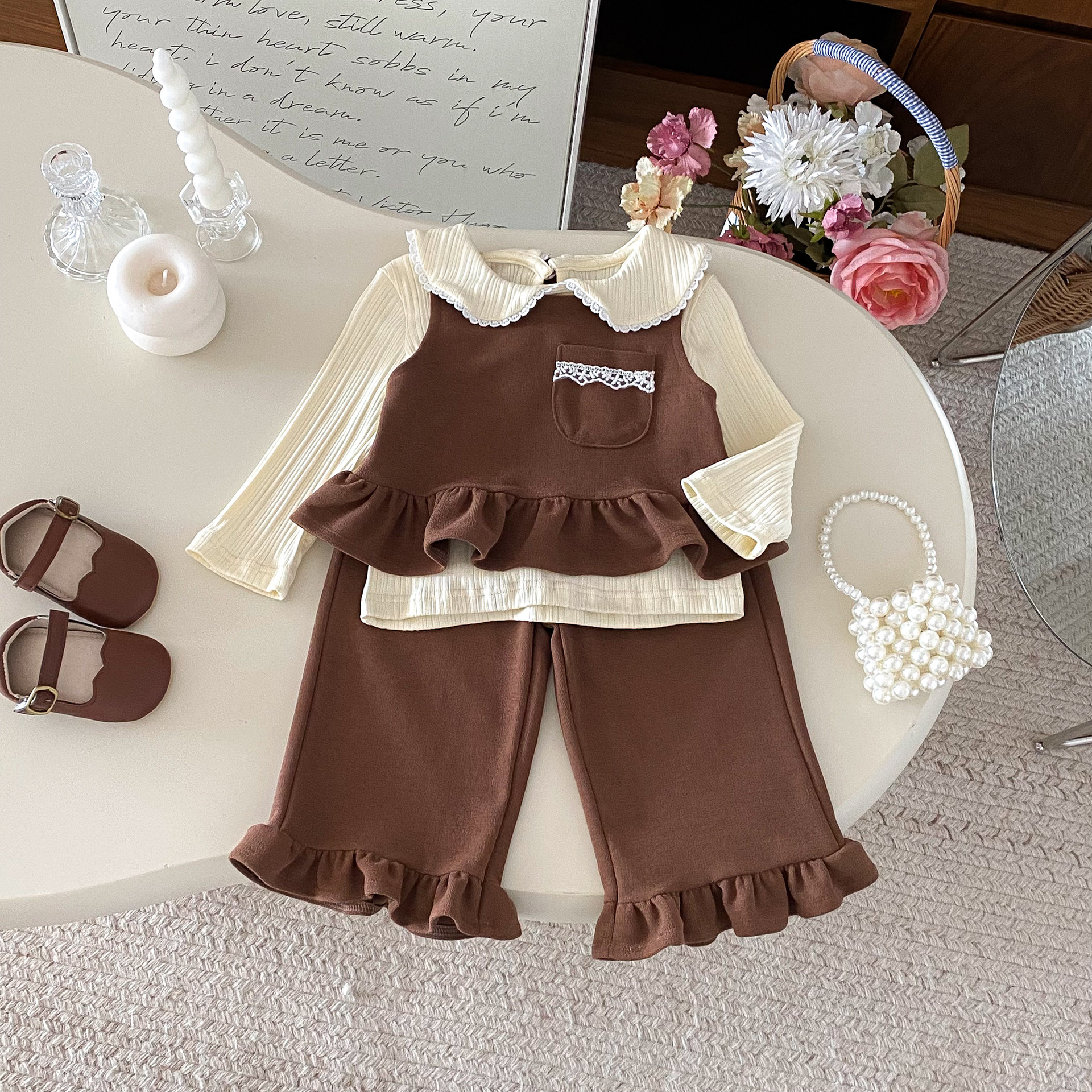 【73-110】セットアップ ベビー 女の子 トップス or ベスト+パンツ