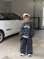 【90-160】セットアップ 男の子 ボーダー柄 こなれ感 おしゃれ パーカー&パンツ - 画像 (4)