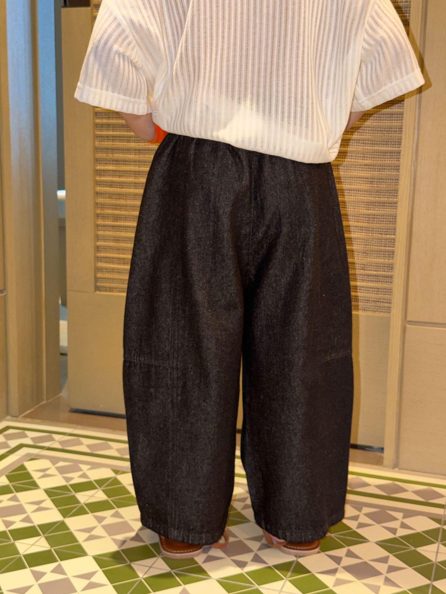 【90-150】ワイドデニムパンツ キッズ 無地 男女兼用 カーブデニム ゆったり カジュアル 子供服 - 画像 (5)