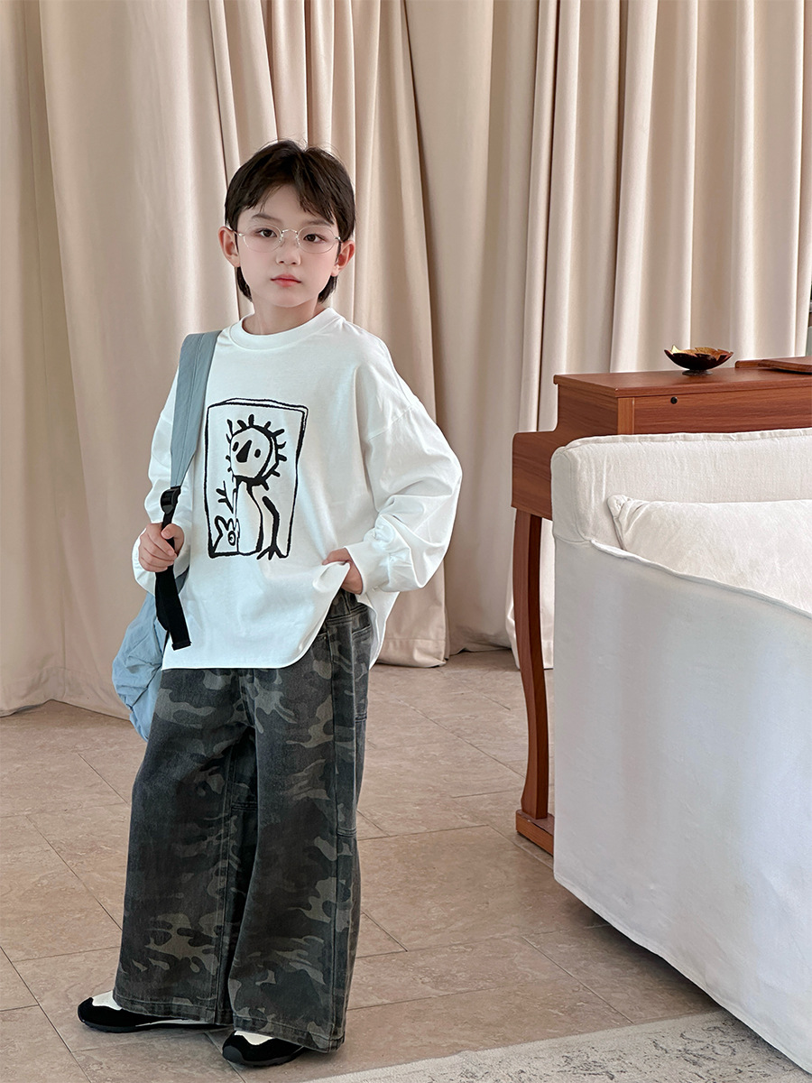 【90-150】Tシャツ ルーズ トレンド コットン 長袖 トップス - 画像 (4)