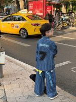 【90-160】セットアップ 男の子 デニム素材 着せやすい カジュアル アウター&パンツ - 画像 (5)