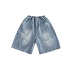 【90-150】デニムショートパンツ 男の子 ダメージ加工 ゆったり カジュアル ボトムス - 画像 (5)