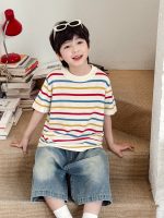 【90-150】半袖Tシャツ 男の子 ボーダー柄 クルーネック 薄手 カジュアル 韓国風 トップス - 画像 (5)