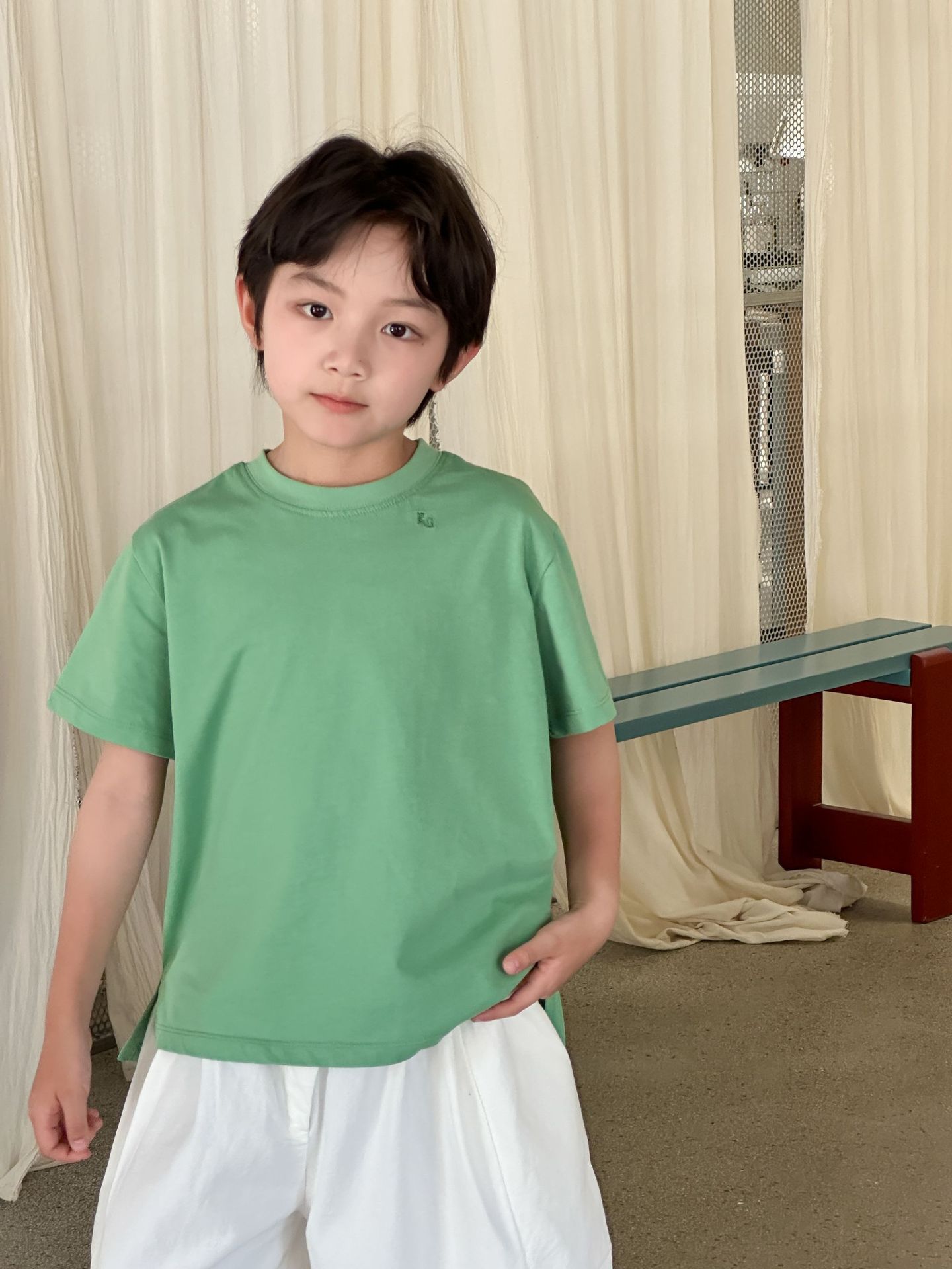 【90-150】Tシャツ 無地 ラウンドネック トレンド 合わせやすい 半袖 トップス - 画像 (5)