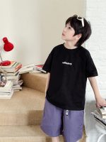 【90-150】半袖Tシャツ 男の子 ロゴプリント クルーネック カジュアル トップス - 画像 (5)