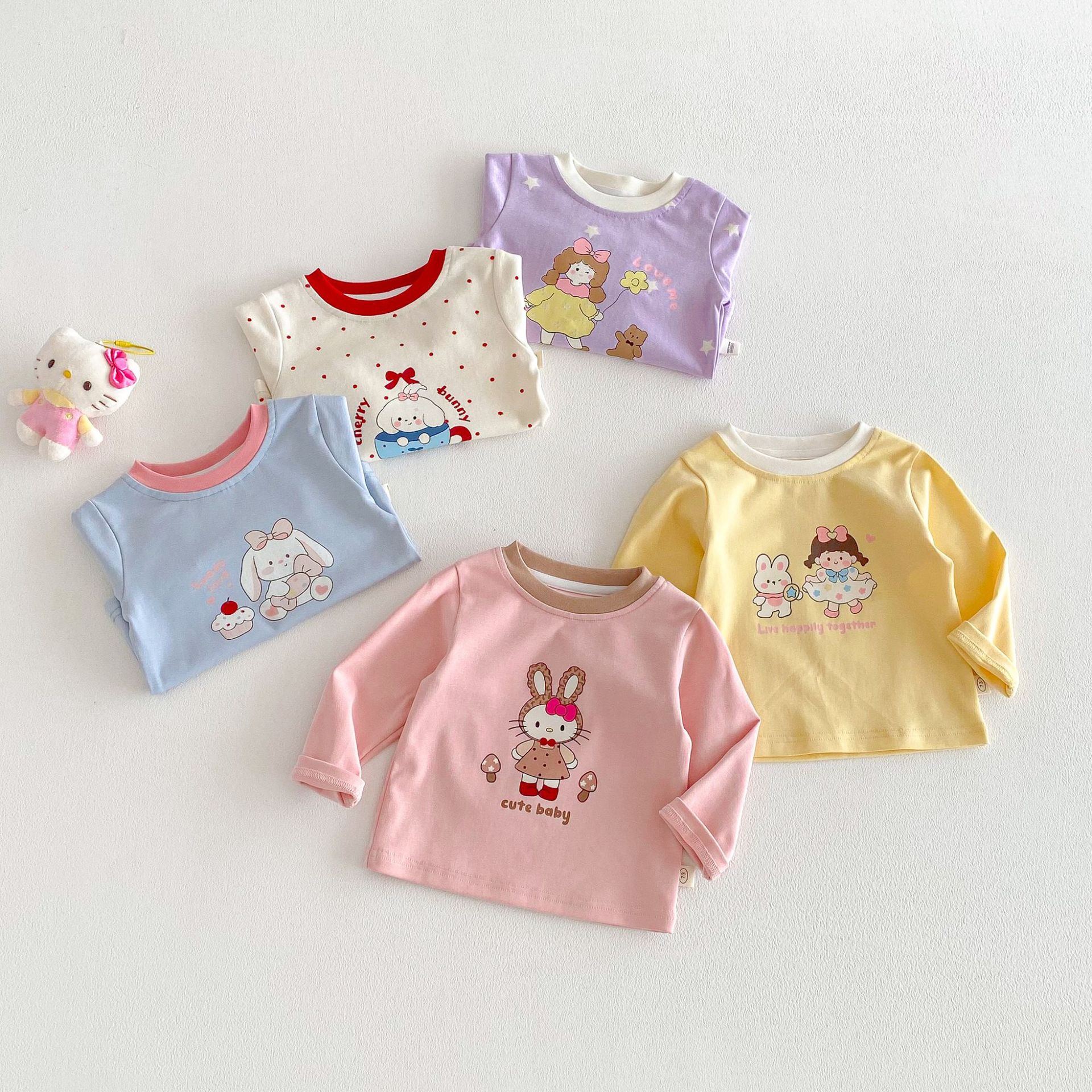 【73-120】長袖Tシャツ 女の子 カートゥーン 快適な着心地 - 画像 (4)