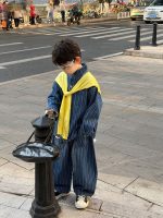 【90-160】セットアップ 男の子 デニム素材 着せやすい カジュアル アウター&パンツ - 画像 (3)