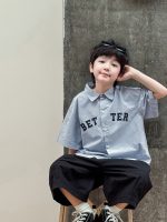 【90-150】シャツ 男の子 襟付き 半袖 ロゴ刺繍 カレッジ風 カジュアル トップス - 画像 (5)