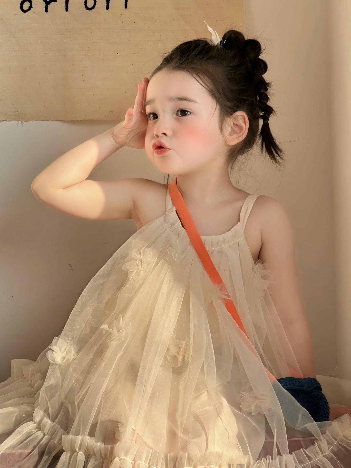 【90-150】ワンピース 女の子 おしゃれ ノースリーブ チュール - 画像 (3)