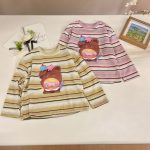 【90-150】長袖Tシャツ 女の子 ボーダー柄 カートゥーン - 画像 (6)