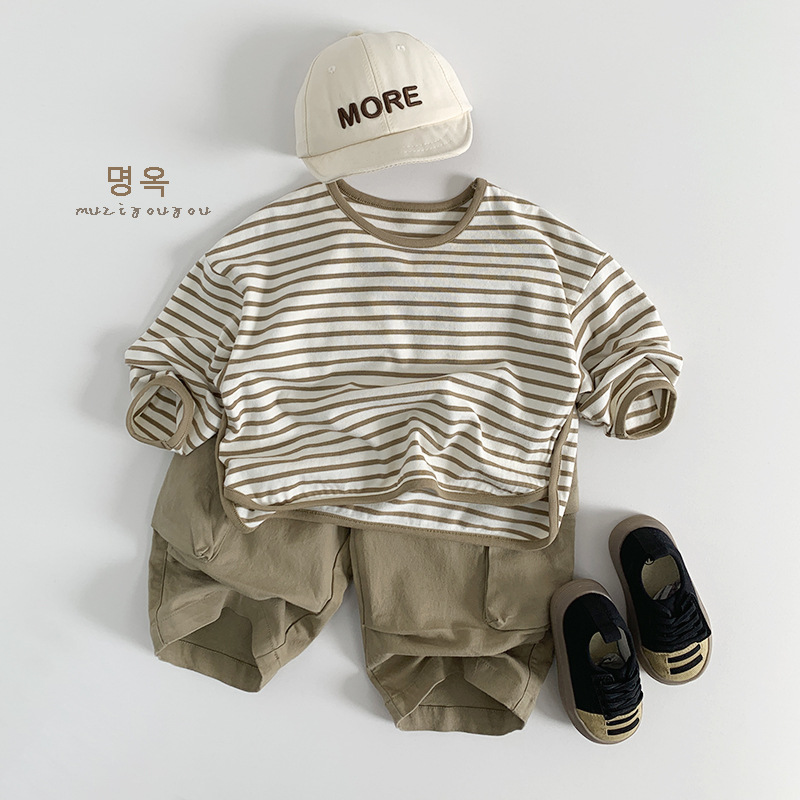 【80-130】長袖Tシャツ キッズ ボーダー柄 やわらか素材 - 画像 (4)