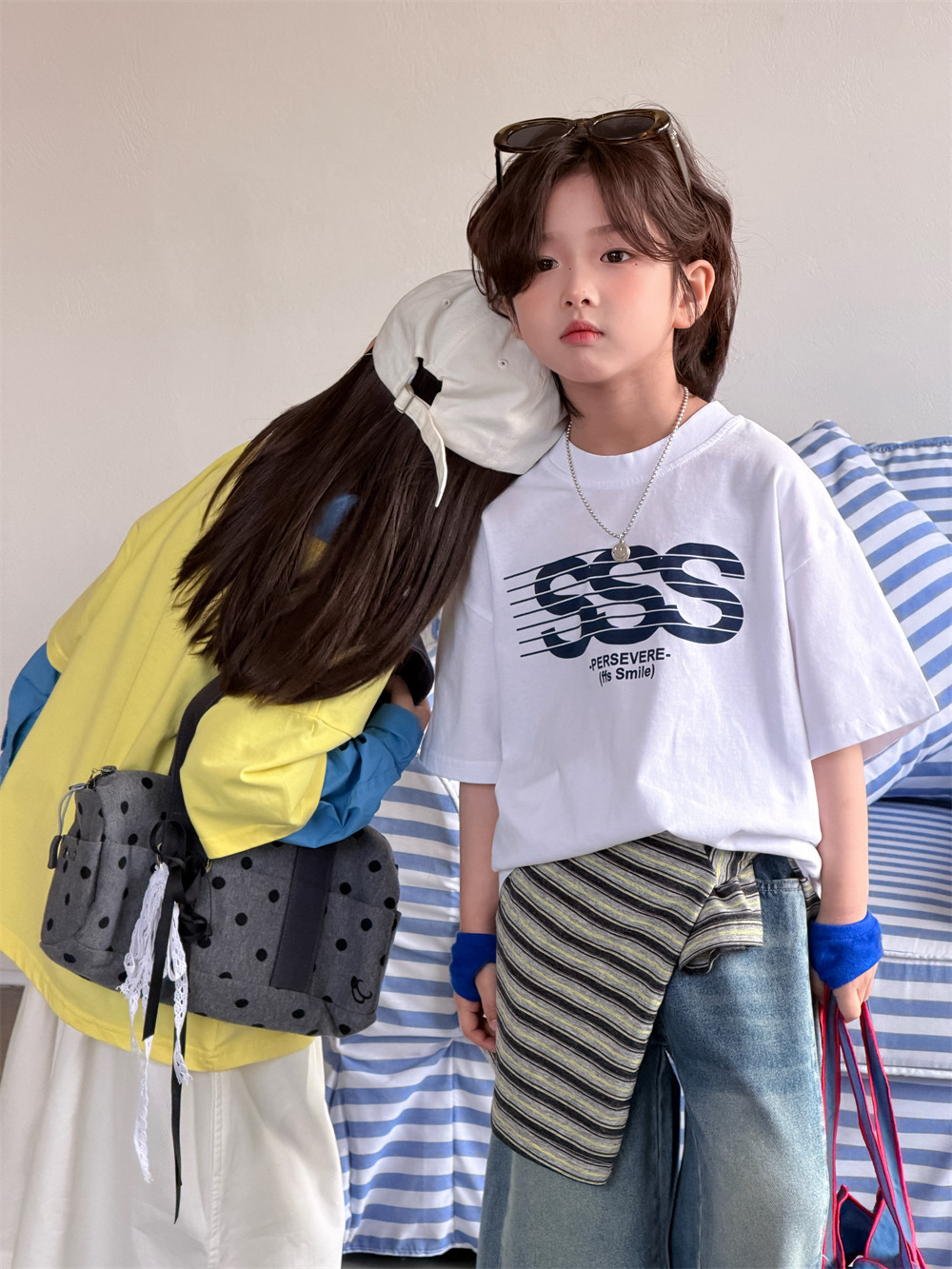 【90-150】Tシャツ アルファベット ルーズ 着心地良い 半袖 トップス - 画像 (4)