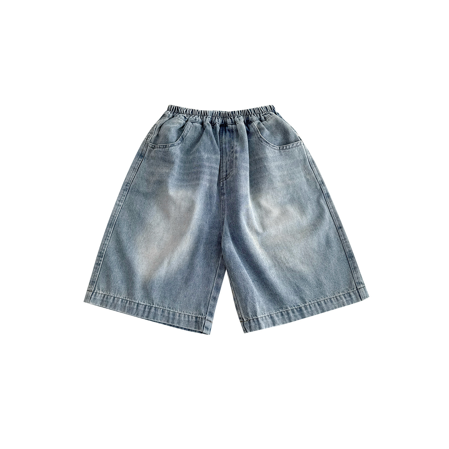【90-150】デニムショートパンツ 男の子 バックポケットタグ ウォッシュ加工 カジュアル 子供服 - 画像 (11)