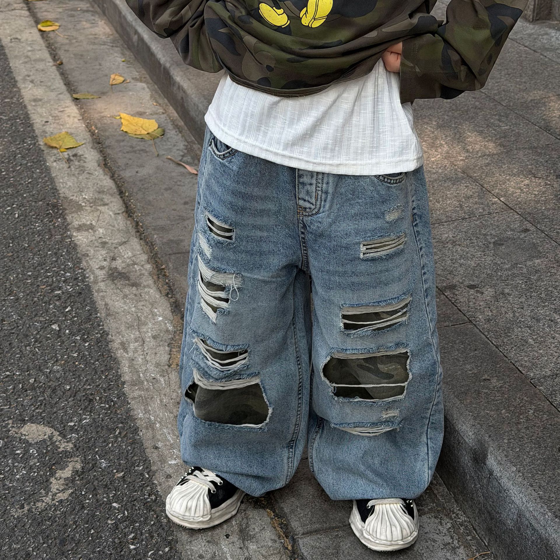 O1CN01bd525O2BeJPvqpfwf_2207518548363-0-cib.jpg 【90-160】パンツ 男の子 デニム素材 履きやすい ラフ ストレート ボトムス - 画像 (1)