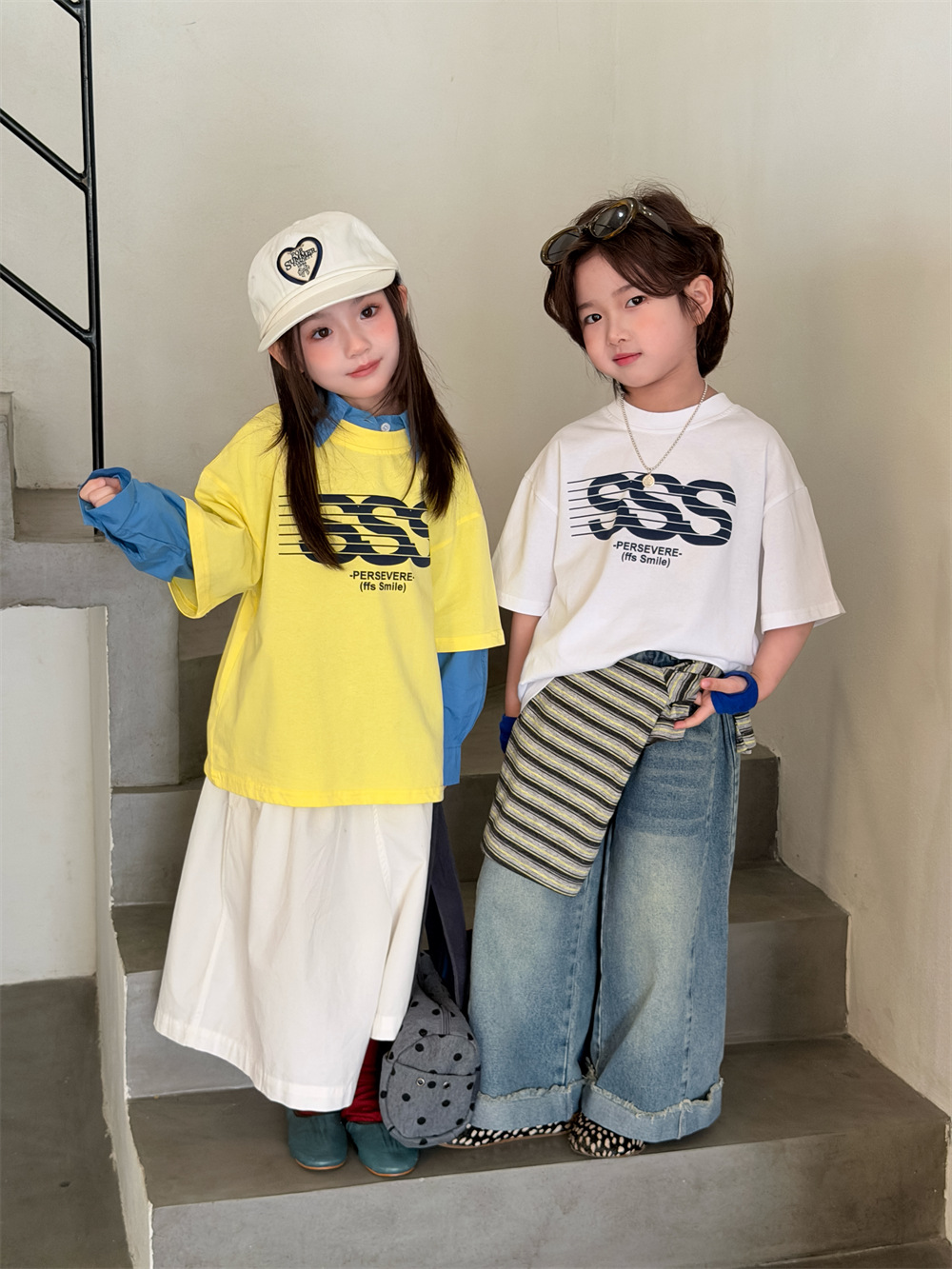 【90-150】Tシャツ アルファベット ルーズ 着心地良い 半袖 トップス - 画像 (6)