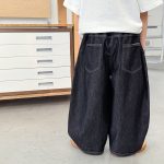 【90-150】デニムパンツ 男の子 配色切替 薄手 カジュアル 韓国風 ロングパンツ - 画像 (4)
