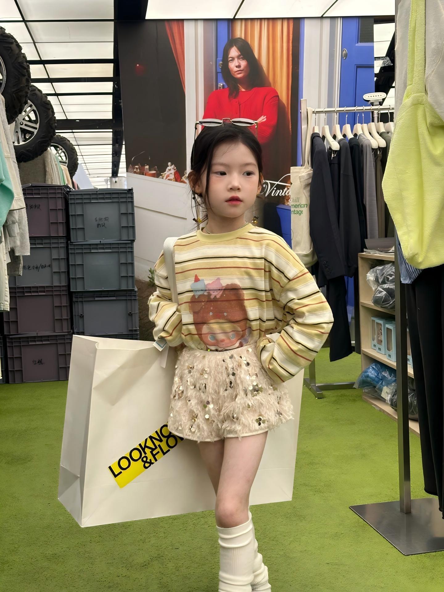 【90-140】長袖Tシャツ or ショートパンツ 女の子 ボーダー柄 カートゥーン - 画像 (2)