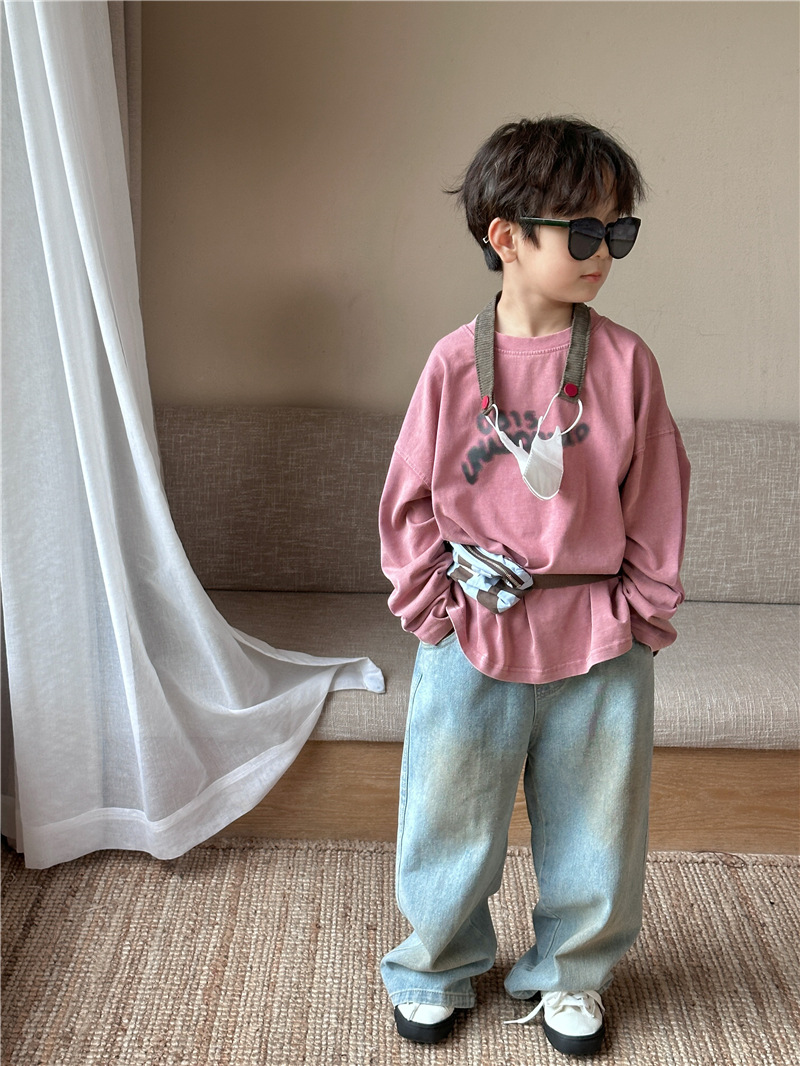【90-150】長袖 Tシャツ プリント クルーネック カジュアル 韓国風 トップス - 画像 (4)