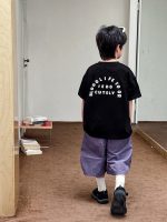 【90-150】半袖Tシャツ 男の子 ロゴプリント クルーネック カジュアル トップス - 画像 (3)