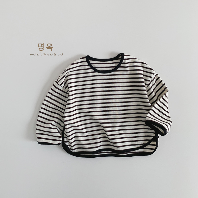 【80-130】長袖Tシャツ キッズ ボーダー柄 やわらか素材 - 画像 (6)