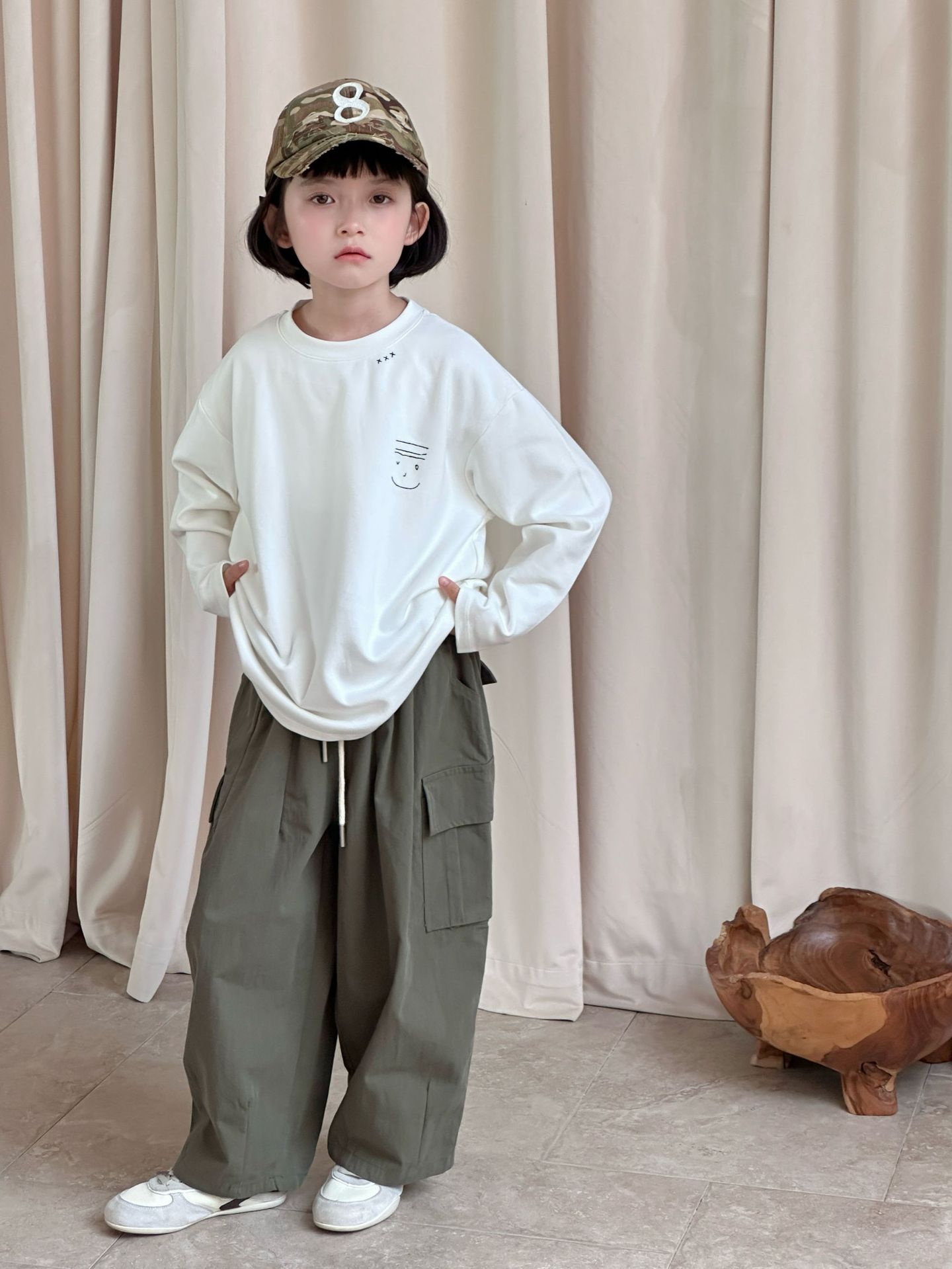 【90-150】Tシャツ 合わせやすい 無地 ラウンドネック カジュアル 長袖 トップス - 画像 (6)