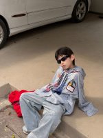 【90-160】シャツ 男の子 フード付き すっきり 合わせやすい 快適 トップス - 画像 (3)