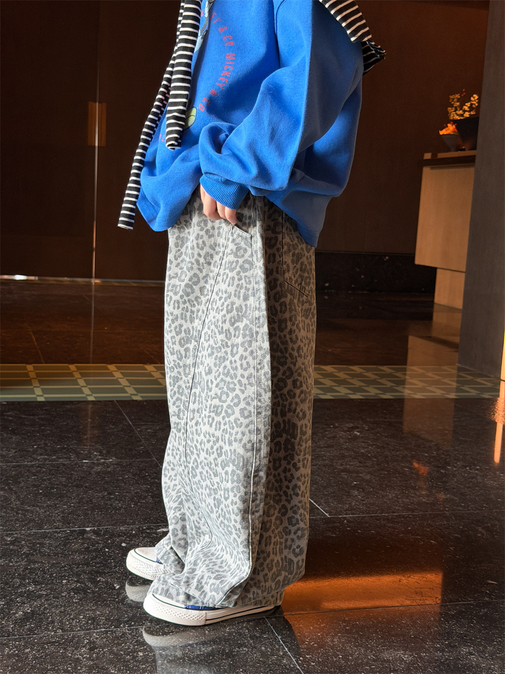 【90-150】レオパード柄パンツ キッズ 男女兼用 ゆったり カジュアル 子供服 - 画像 (4)