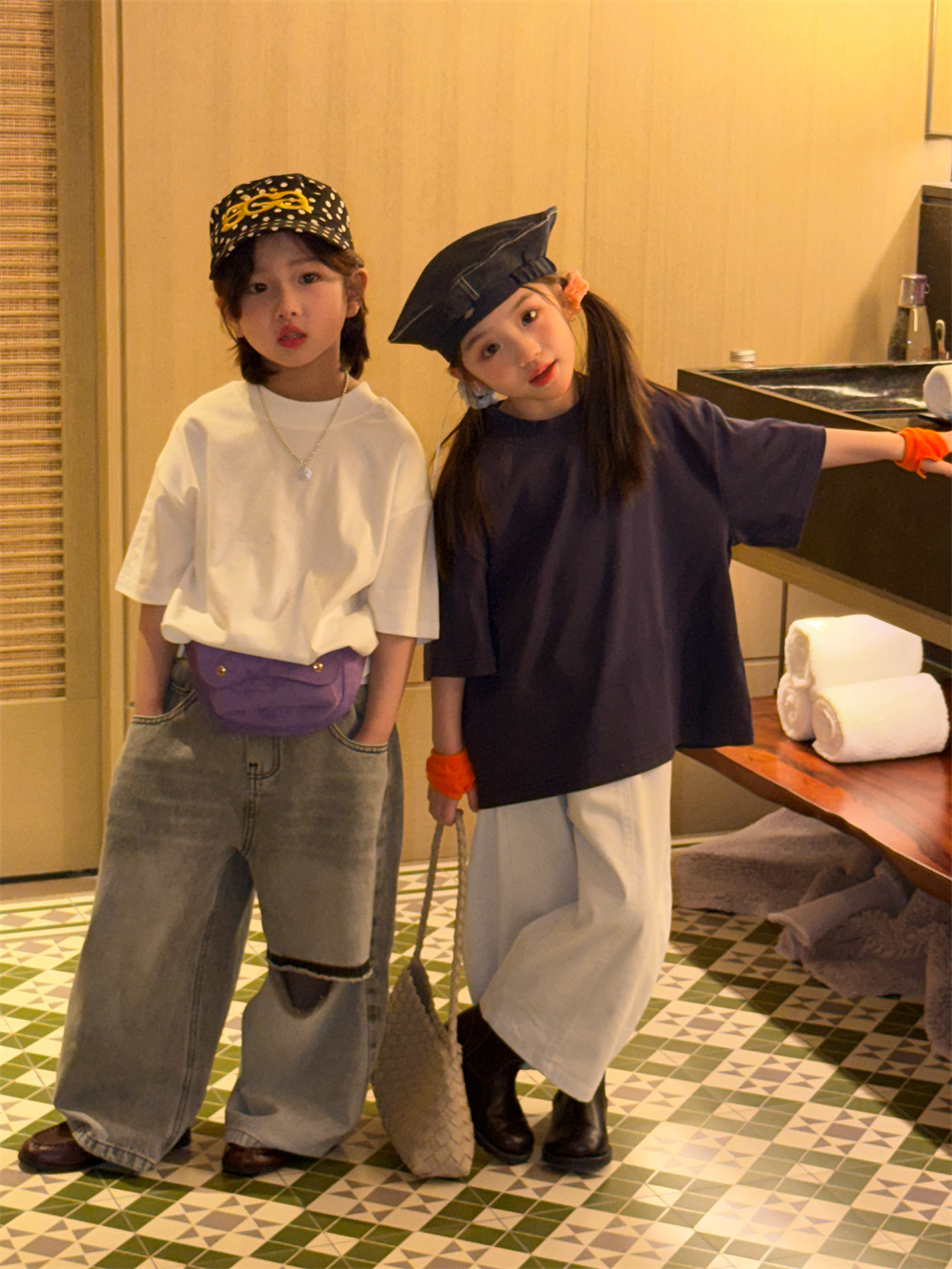 【90-150】Tシャツ 半袖 キッズ バックプリント 男女兼用 ゆったり カジュアル トップス 子供服 - 画像 (3)