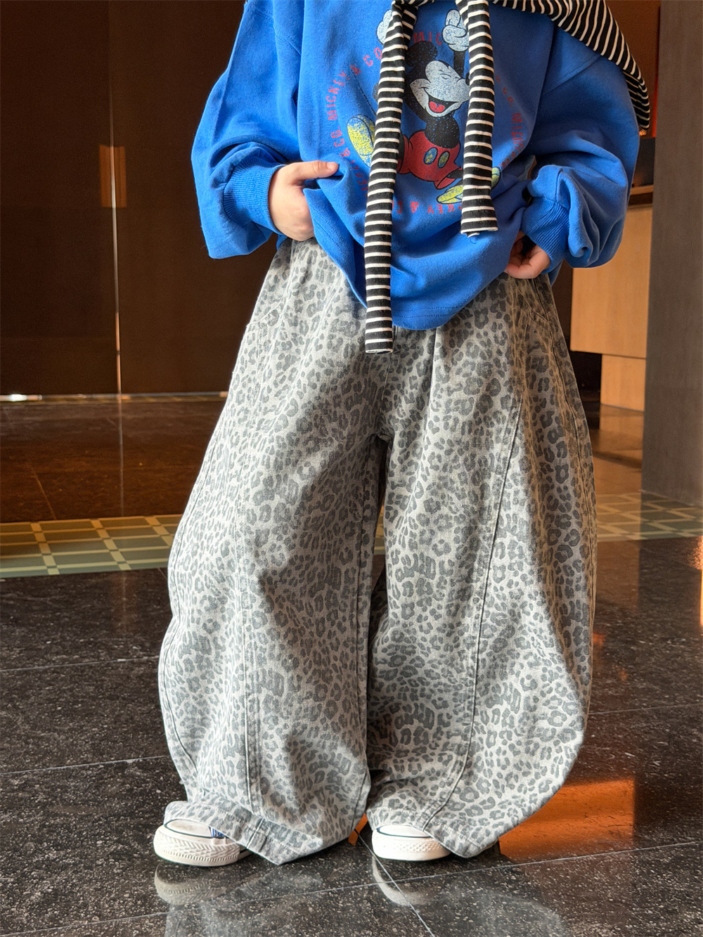 【90-150】レオパード柄パンツ キッズ 男女兼用 ゆったり カジュアル 子供服 - 画像 (3)