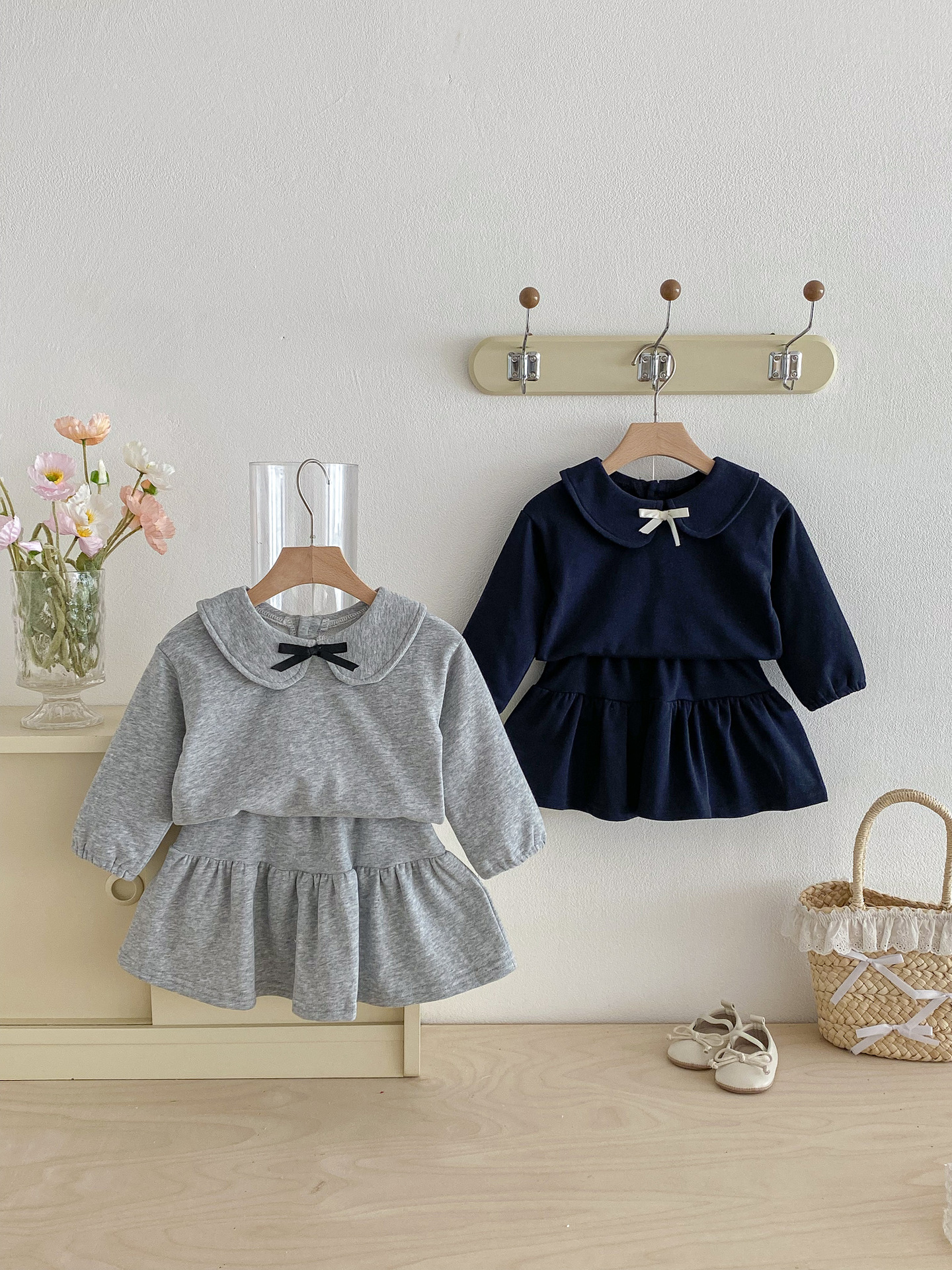 【73-110】セットアップ ベビー 女の子 トップス+スカート おしゃれ リボン付き - 画像 (3)
