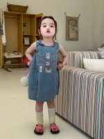 【90-140】ワンピース 女の子 デニム カートゥーン - 画像 (6)