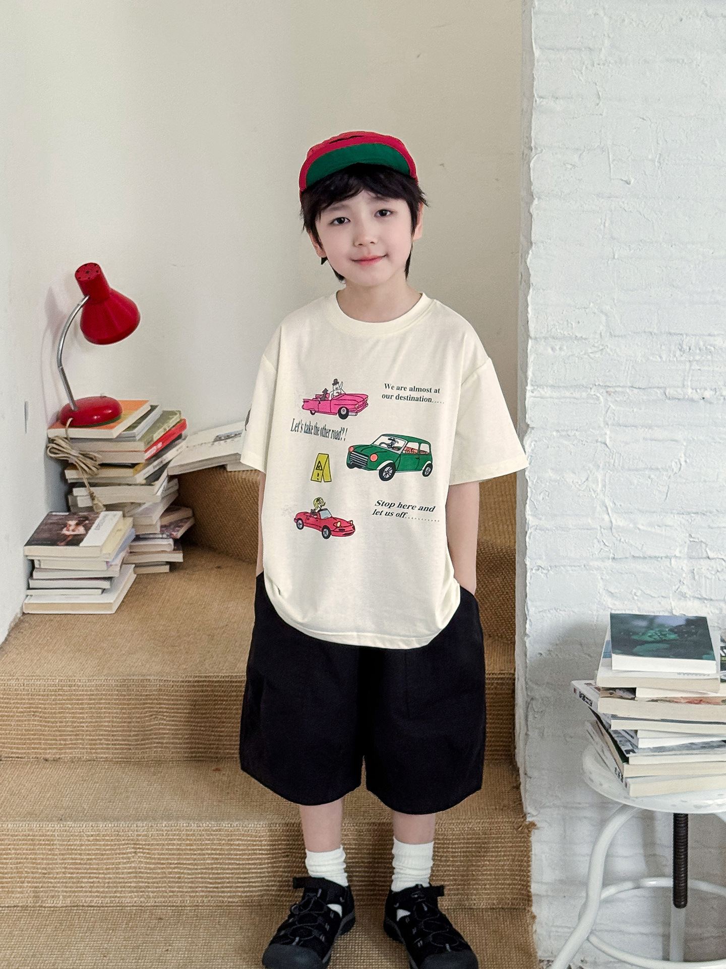 【90-150】半袖Tシャツ 男の子 車プリント クルーネック ゆったり カジュアル トップス - 画像 (10)