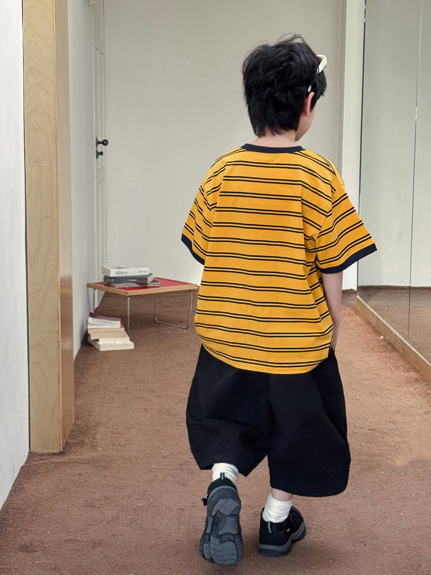 【90-150】Tシャツ 男の子 半袖 キャット刺繍 ボーダー クルーネック ゆったり カジュアル トップス - 画像 (3)