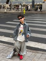 【100-160】アウター 男の子 デニム素材 ストリート 合わせやすい トップス - 画像 (3)