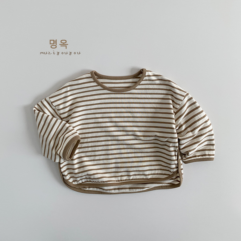 【80-130】長袖Tシャツ キッズ ボーダー柄 やわらか素材 - 画像 (7)