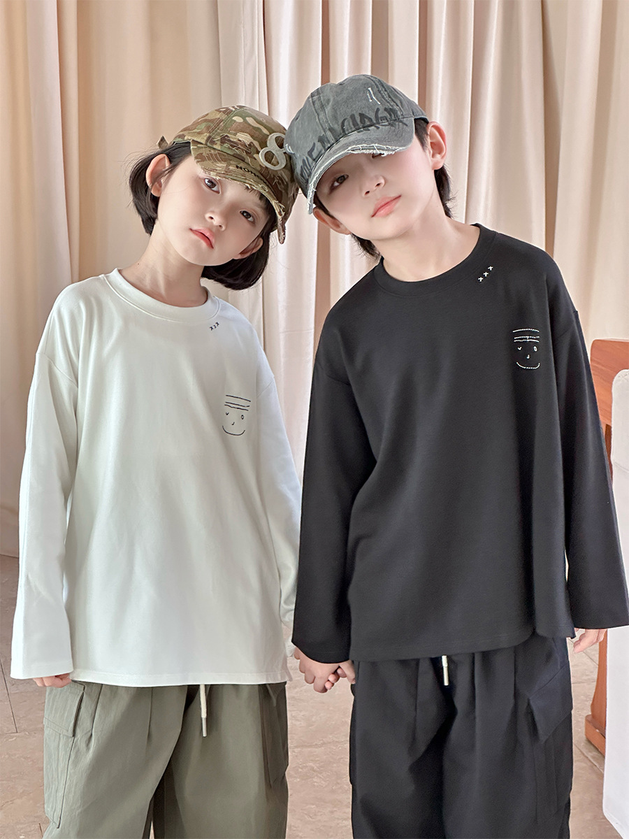 【90-150】Tシャツ 合わせやすい 無地 ラウンドネック カジュアル 長袖 トップス - 画像 (4)