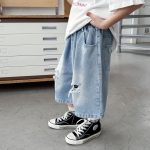 【90-150】デニムショートパンツ 男の子 ダメージ加工 ゆったり カジュアル ボトムス - 画像 (3)