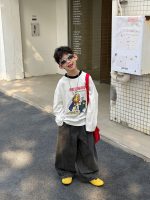 【90-160】長袖 Tシャツ 男の子 合わせやすい トレンド感 ラフ トップス - 画像 (6)