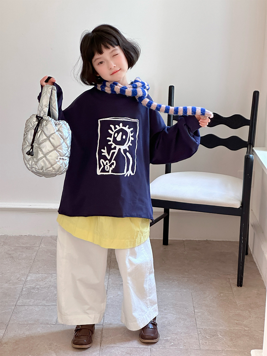 【90-150】Tシャツ ルーズ トレンド コットン 長袖 トップス - 画像 (5)