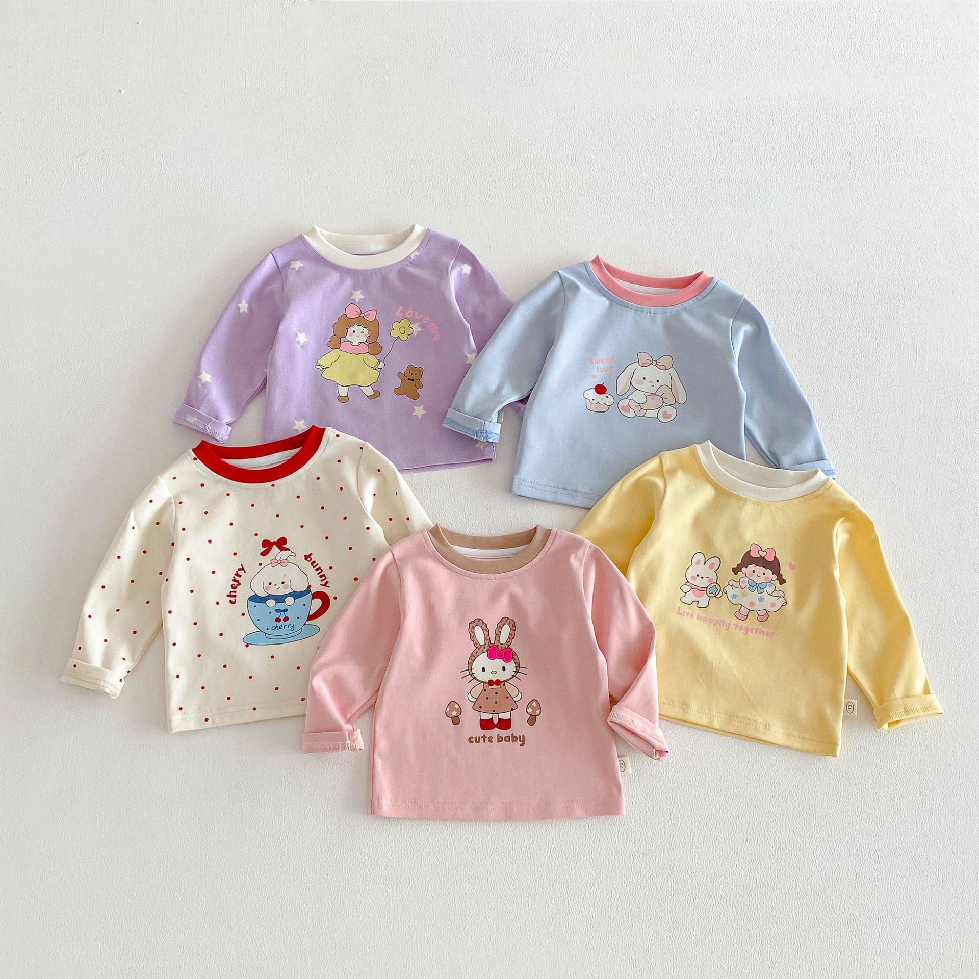 【73-120】長袖Tシャツ 女の子 カートゥーン 快適な着心地 - 画像 (3)