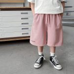 【90-150】ショートパンツ 男の子 ロゴプリント ウエスト紐付き やわらか カジュアル ボトムス - 画像 (5)