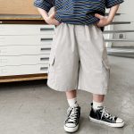 【90-150】カーゴショートパンツ 男の子 ウォッシュ加工 ポケット付き カジュアル 子供服 - 画像 (6)