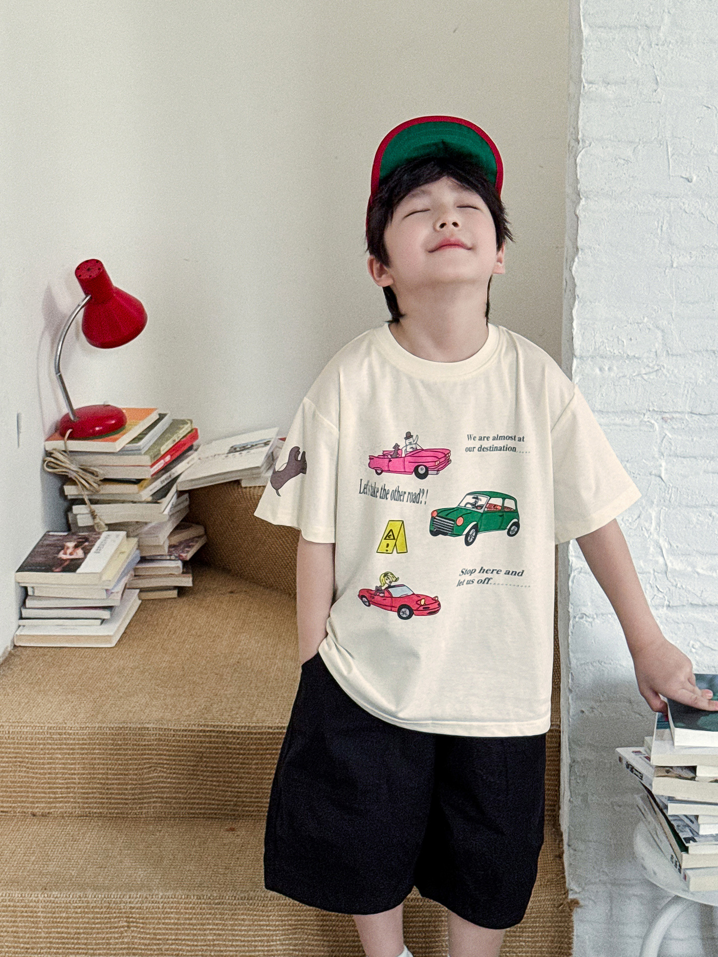 【90-150】半袖Tシャツ 男の子 車プリント クルーネック ゆったり カジュアル トップス - 画像 (4)