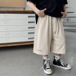 【90-150】ショートパンツ 男の子 ロゴプリント ウエスト紐付き やわらか カジュアル ボトムス - 画像 (4)