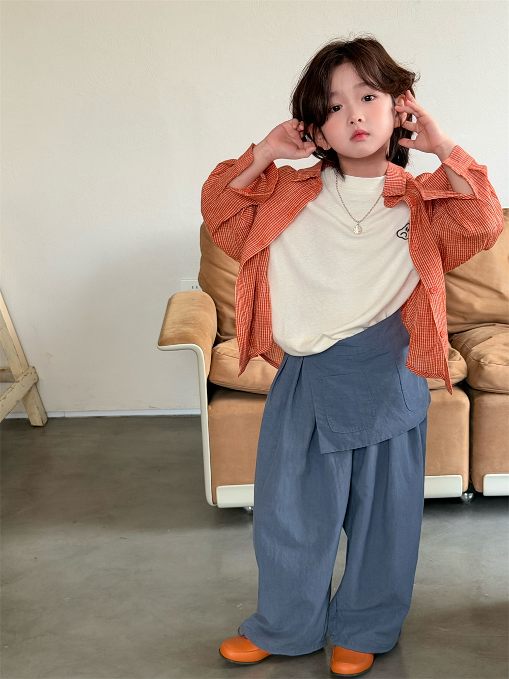 【90-150】チェックシャツ キッズ 男女兼用 襟付き 前開き カジュアルシャツ - 画像 (7)