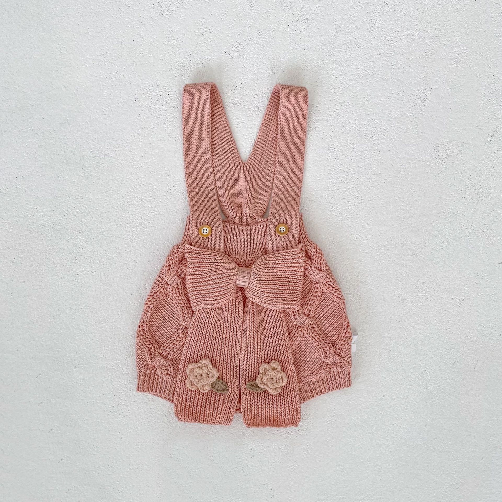 【66-100】カーディガン OR サロペット ベビー ニット リボン付き - 画像 (7)