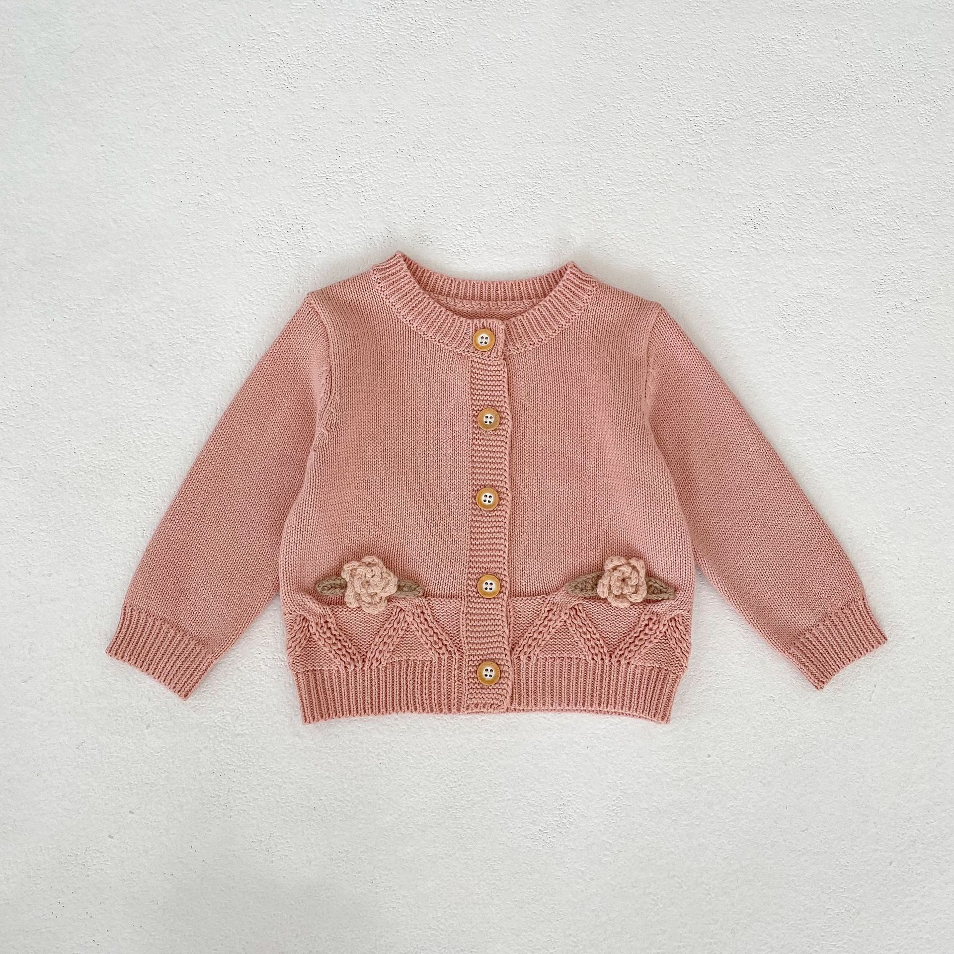 【66-100】カーディガン OR サロペット ベビー ニット リボン付き - 画像 (5)