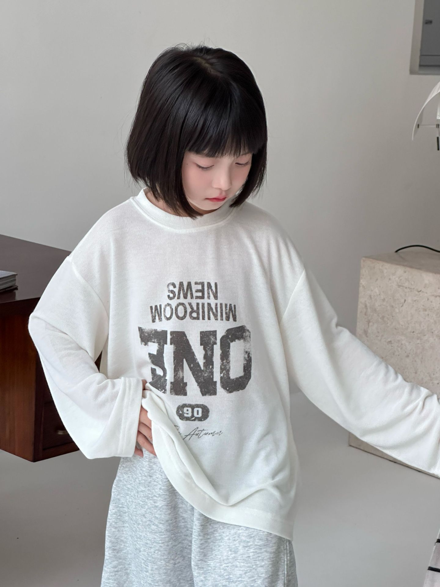 【90-150】長袖Tシャツ 男女兼用 プリント クルーネック 柔らかい カジュアル トップス - 画像 (11)