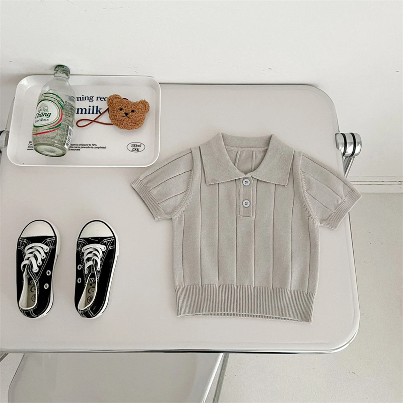 【80-150】ニット 半袖Tシャツ 無地 肌触り良い - 画像 (5)